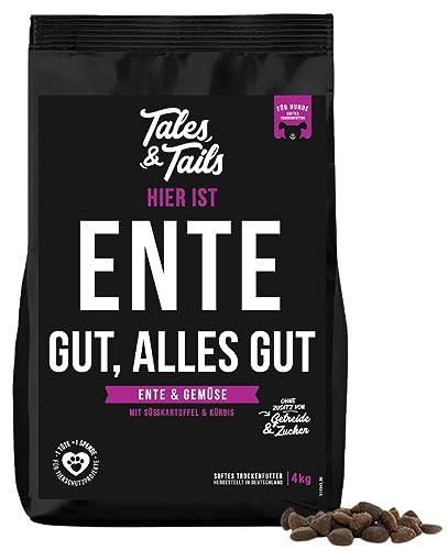 Tales & Tails - Halbfeuchtes Trockenfutter für Hunde | Getreidefrei | Eine Tierische Proteinquelle | Hohe Akzeptanz & Verträglichkeit (4 kg (1er Pack), Ente) von Tales & Tails PAWESOME FOOD FOR PETS