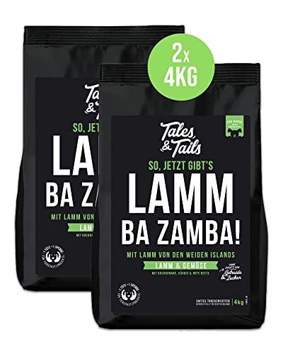 Tales & Tails - Lamm Ba Zamba Halbfeuchtes Trockenfutter für Hunde | Getreidefrei & für Allergiker geeignet | Mit 75% Lamm Als Tierische Proteinquelle | Hohe Verträglichkeit | 2 x 4kg von Tales & Tails PAWESOME FOOD FOR PETS