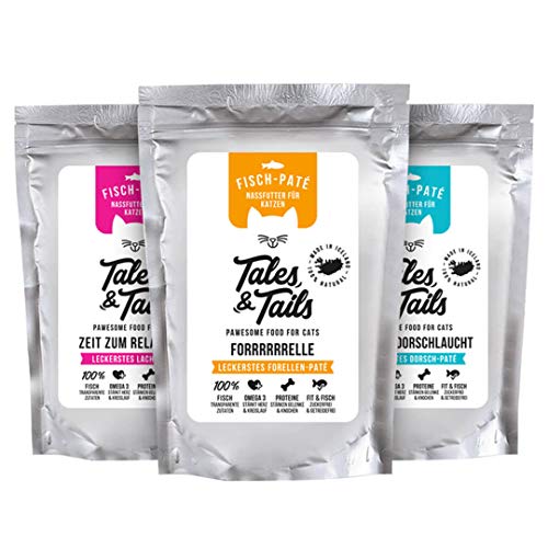 Tails & Tales - Premium Nassfutter für Katzen I 100% Fisch I Monoprotein I nur 1 Zutat I zuckerfrei, getreidefrei I Mixpaket I 100g Pouch (Mix, 12er Set - 4 Tüten pro Sorte) von Tales & Tails