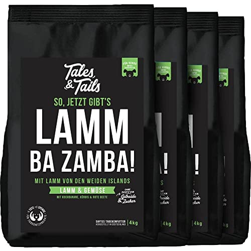 Tales & Tails Lamm Ba Zamba Halbfeuchtes Trockenfutter für Hunde | Getreidefrei | Mit 75% Lamm Als Tierische Proteinquelle | Nur 6 Zutaten | Hohe Verträglichkeit | 4X 4kg von Tales & Tails PAWESOME FOOD FOR PETS