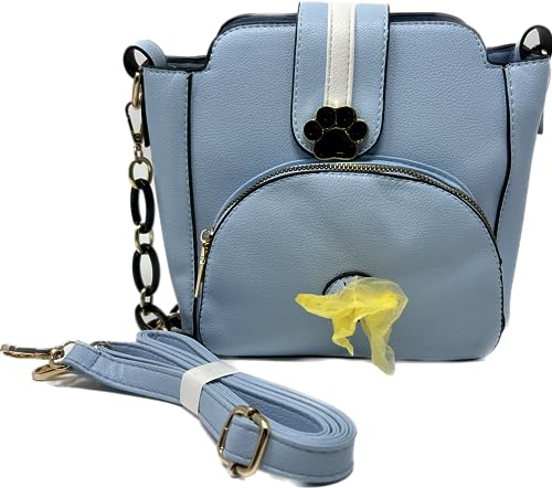 Hundetasche – Hundeschultertasche – Leckerli-Tasche für Hunde – Umhängetasche für Hunde – Leckerli-Beutel mit Kotbeutelspender – Geldbörse mit Hund (Medium, Hellblau) von Talk to the Paw