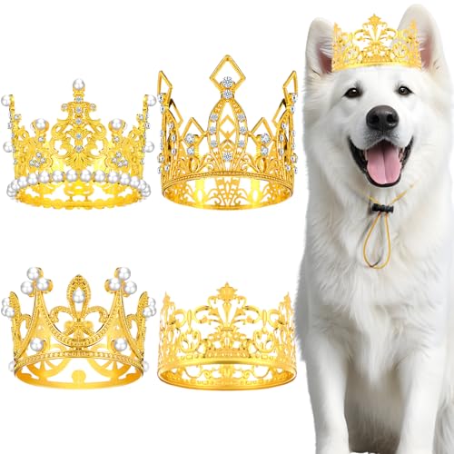 Talltalk Hundekrone, Kopfband, Haustier-Geburtstag, Party, Gold, Strass, Kunstperlen, Katzenkrone, Hut mit verstellbarem Riemen, für Welpen, Hochzeit, Haarschmuck, Foto-Requisite, Kostüm, Kleid, 4 Talltalk Hundekrone, Kopfband, Haustier-Geburtstag, Party, Gold, Strass, Kunstperlen, Katzenkrone, Hut mit verstellbarem Riemen, für Welpen, Hochzeit, Haarschmuck, Foto-Requisite, Kostüm, Kleid, 4 von Talltalk
