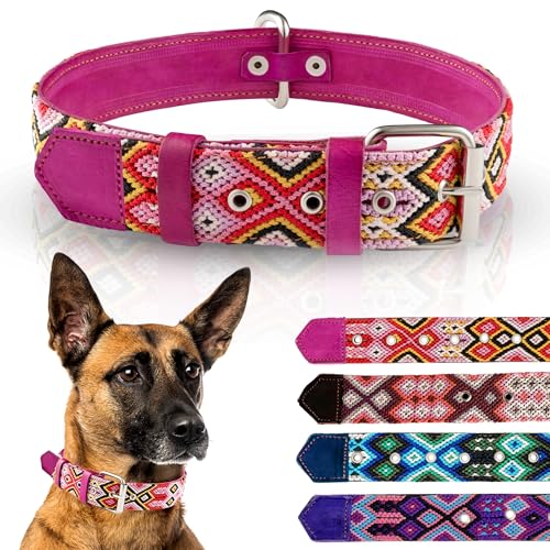 Hundehalsband aus Leder, Azteken, Western, bestickt, handgefertigt, für Jungen, Mädchen, Blau, Rosa, Braun, Lila, für kleine, mittelgroße und große Hunde, niedlich, Halsband para Perros (Rose Blush, Hundehalsband aus Leder, Azteken, Western, bestickt, handgefertigt, für Jungen, Mädchen, Blau, Rosa, Braun, Lila, für kleine, mittelgroße und große Hunde, niedlich, Halsband para Perros (Rose Blush, von Talrio