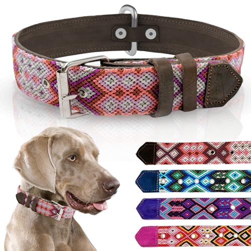 Leder-Hundehalsband, Western-Hundehalsband, besticktes Design, handgefertigt, für Jungen, Mädchen, Blau, Rosa, Braun, Lila, extra kleine, mittelgroße und große Hunde, niedliches Hundehalsband, Leder-Hundehalsband, Western-Hundehalsband, besticktes Design, handgefertigt, für Jungen, Mädchen, Blau, Rosa, Braun, Lila, extra kleine, mittelgroße und große Hunde, niedliches Hundehalsband, von Talrio