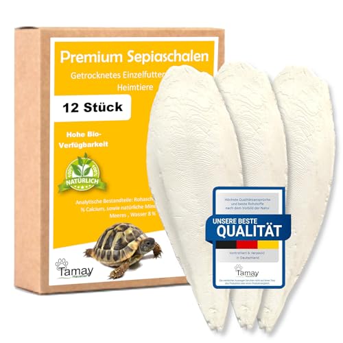 Tamay Sepiaschalen Premium I Optimale Kalzium u. Vitaminversorgung Nahrung, Futter für Reptilien, Schildkröten, Bartagamen, Vögel I Sepia Schalen Terrarium Zubehör I 10 Stück von Tamay