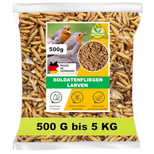 Tamay Soldatenfliegenlarven getrocknet, 500g (3,2Liter) Hermetia, Vogelfutter, Fischfutter, Schildkrötenfutter, Igelfutter, Reptilienfutter, Black Soldier Fly, Protein und Fettreich von Tamay