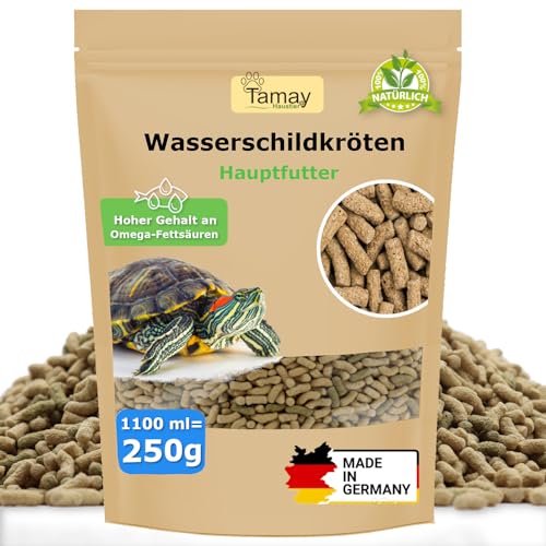 Tamay Wasserschildkröten Futter (250g) 1,1 L Hauptfutter für Schildkröten I Ausgewogene Nahrung für Wasserschildkröten I Tierische und pflanzliche Zutaten I Schildkrötenfutter Sticks Made in Germany von Tamay