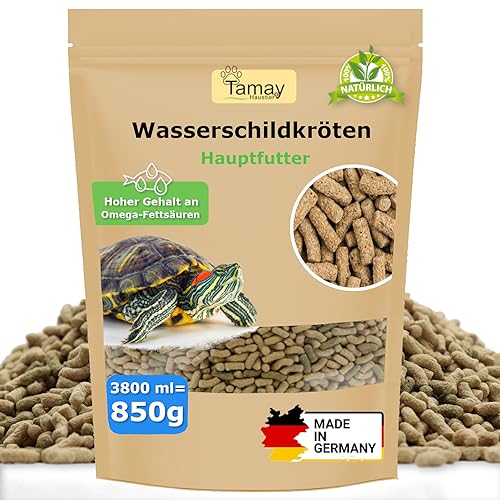 Tamay Wasserschildkröten Futter (850g) 3,8 L Hauptfutter für Schildkröten I Ausgewogene Nahrung für Wasserschildkröten I Tierische und pflanzliche Zutaten I Schildkrötenfutter Sticks Made in Germany von Tamay