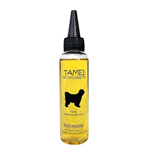 Tamei Bio Fellöl Argan für Hunde bei trockener Haut und trockenem Fell - 100ml - bringt Glanz sättigt kurzes und langes Fell - vegan von Tamei