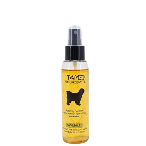 Tamei Bio Fellspray zur Kämmhilfe und Pflege für empfindliche Hunde und Welpen - natürlich biologisch, 100ml (Sensitiv ohne Duft) - vegan - Fell glättend, vitalisierend und aufbauend von Tamei