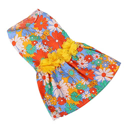 Tanant Hundekleid mit Blumenmuster, Weich, Hautfreundlich, Modisches Hunde-Urlaubskleid mit Blumendekor, Frühlings-Haustier-Kleider, Kleidung mit Gänseblümchen-Blumen-Kleidung für (XS) von Tanant