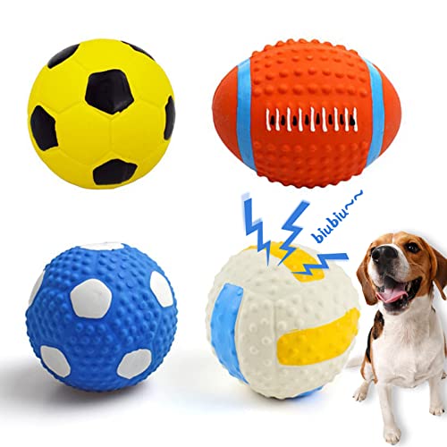 Tandarui Weiches, federndes Quietschball-Spielzeug, natürliches, langlebiges Latex-Gummi, interaktives Hundespielzeug-Bälle, langlebig, kleine und mittelgroße Hunde, Spielen, 4 Stück (Sportbälle) von Tandarui