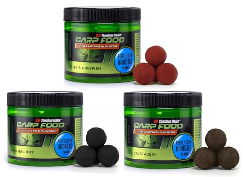 Tandem Baits 3-er Set Carp Food Perfection Mini Hookers Fish Flavour Mix | Karpfenfutter | Karpfen Angeln | Köder Große-Fische-Angeln | Karpfenzubehör Profis & Hobby-Angler | Angelfutter 18mm 120g von Tandem Baits