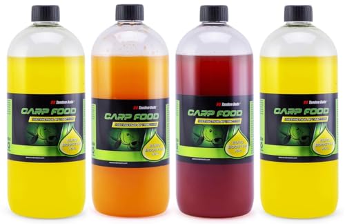 Tandem Baits Karpfen Futter Angelfutter Dip Für Boilies Karpfenboilies Attraktor Euro Booster XXL 4-er Set 1 L Flavour Mix Obst von Tandem Baits