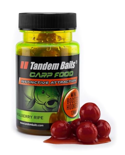 Tandem Baits Carp Food Mini Boosted Hookers Reife Maulbeere | Karpfenfutter | Karpfen Angeln ohne Mühe | Köder zum Große-Fische-Angeln | Karpfenzubehör Profis & Hobby-Angler | Angelfutter 12mm 50g von Tandem Baits