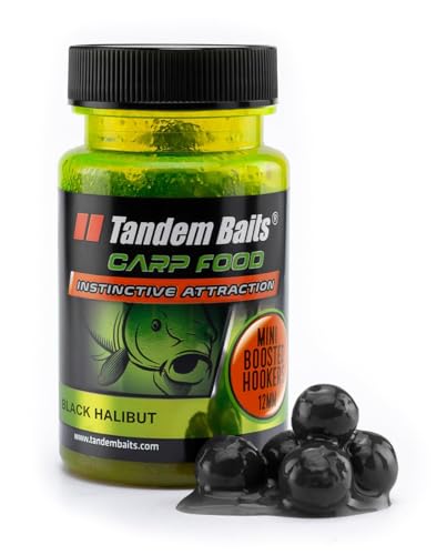 Tandem Baits Karpfen Futter Angelfutter Hakenköder Carp Food Mini Boosted Hookers 12 mm 50 g Schwarzer Heilbutt von Tandem Baits