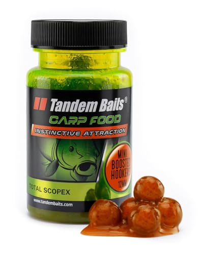 Tandem Baits Carp Food Mini Boosted Hookers Total Scopex | Karpfenfutter | Karpfen Angeln ohne Mühe | Köder zum Große-Fische-Angeln | Karpfenzubehör Profis & Hobby-Angler | Angelfutter 12mm 50g von Tandem Baits