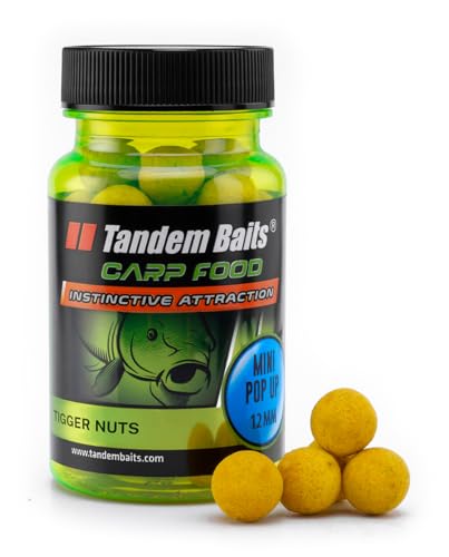 Tandem Baits Carp Food Perfection Mini Pop-Up Tigernüsse Erdmandel | Karpfen-Pop-Ups | Karpfen Angeln ohne Mühe | Köder zum Große-Fische-Angeln | Karpfenzubehör Profis & Hobby-Angler 12 mm 30 g von Tandem Baits