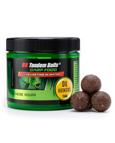 Tandem Baits Karpfen Futter Angelfutter Hakenköder Carp Food Oil Hookers 18 mm 120 g Japanischer Tintenfisch von Tandem Baits