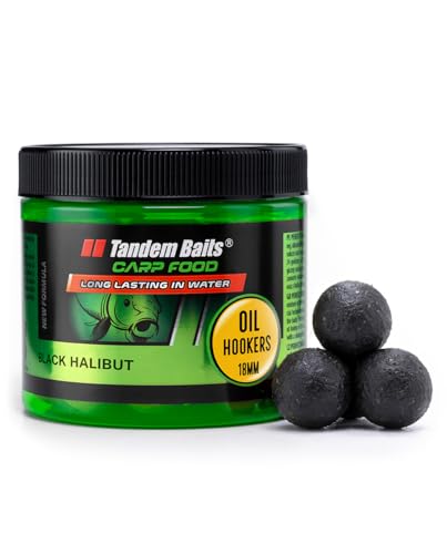 Tandem Baits Karpfen Futter Angelfutter Hakenköder Carp Food Oil Hookers 18 mm 120 g Schwarzer Heilbutt von Tandem Baits