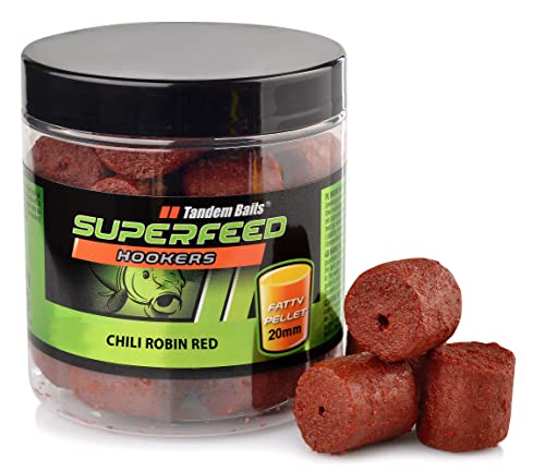Tandem Baits Karpfen Futter Angelfutter Haken Pellets SuperFeed Hook Fatty Pellet 20 mm 150 g Chili Und Robin Red von Tandem Baits