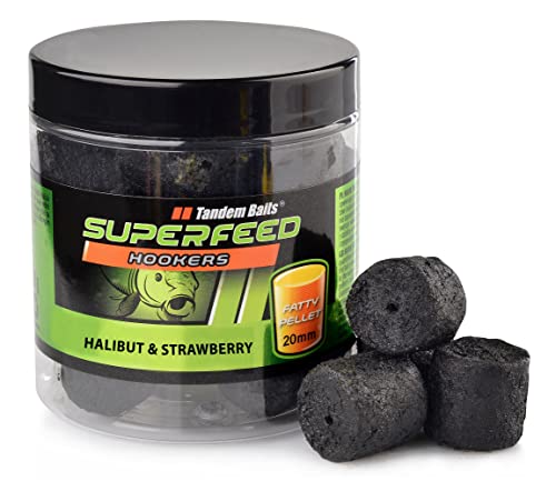 Tandem Baits Karpfen Futter Angelfutter Haken Pellets SuperFeed Hook Fatty Pellet 20 mm 150 g Heilbutt Und Erdbeere von Tandem Baits