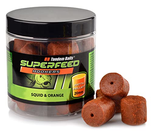 Tandem Baits Karpfen Futter Angelfutter Haken Pellets SuperFeed Hook Fatty Pellet 20 mm 150 g Tintenfisch Orange von Tandem Baits