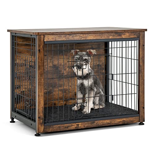 Tangkula Hundekäfig Möbel mit Abnehmbarem Tablett/Filzmatte, Holz Hundekäfig Endtisch für Kleine & Mittlere Hunde, Industrie Doppeltüren Kaufest Hundehütte Hundehütte Indoor Tangkula Hundekäfig Möbel mit Abnehmbarem Tablett/Filzmatte, Holz Hundekäfig Endtisch für Kleine & Mittlere Hunde, Industrie Doppeltüren Kaufest Hundehütte Hundehütte Indoor von Tangkula