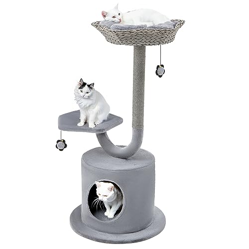 Tangkula Katzenbaum für Indoor-Katzen, 42 Zoll Niedlicher Katzenturm mit gebogenem Metallstützrahmen, Sisal-Kratzstämme, obere Sitzstange, Katzenhütte, 3-lagiger Kleiner Blumen-Katzenbaumturm Tangkula Katzenbaum für Indoor-Katzen, 42 Zoll Niedlicher Katzenturm mit gebogenem Metallstützrahmen, Sisal-Kratzstämme, obere Sitzstange, Katzenhütte, 3-lagiger Kleiner Blumen-Katzenbaumturm von Tangkula