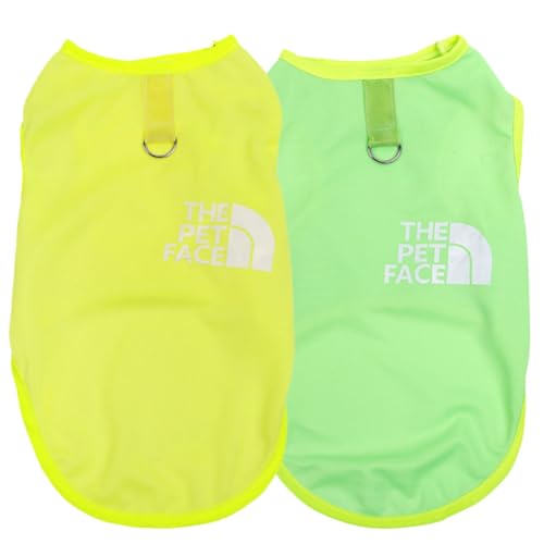 Tangpan 2er-Pack Hunde-Shirts, weich, atmungsaktiv, solide, mit Leinen-Ring, Tanktop, Sommer-Hunde-T-Shirts, ärmellos, Hundeweste für kleine Hunde, F# S von Tangpan