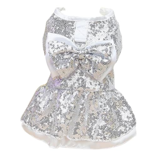 Tangpan Beam Waist Weihnachtskostüm für Hunde, Tanzrock, Satin, Camp-Partykleid, Silber, Größe XXL von Tangpan
