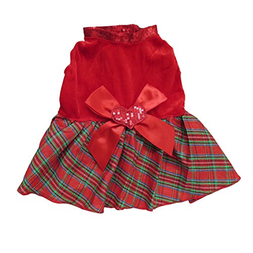 Tangpan Bow-knot Christmas Pet Costume Plaid Skirt Dog Clothes Santa Dress Size M by Tangpan von Tangpan