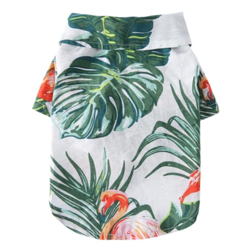 Tangpan Hunde-Shirt, Motiv: Gänseblümchen, tropischer Druck, Sommer, Hawaii, Strand, Polo-Shirt, Kleidung (Y-Weiß, XS) von Tangpan