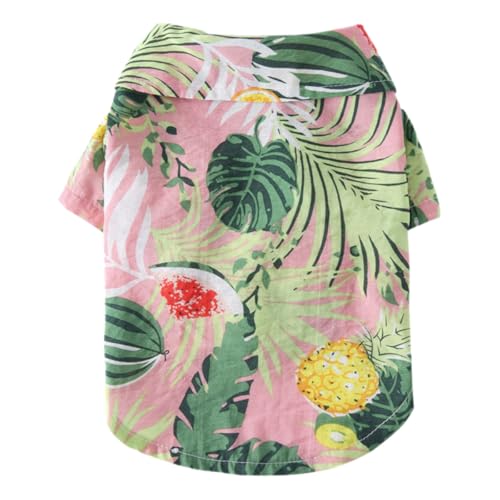 Tangpan Hunde-Shirt, Motiv: Gänseblümchen, tropischer Druck, Sommer, Hawaii, Strand, Polo-Shirt, Kleidung (Z, Rosa, XS) von Tangpan