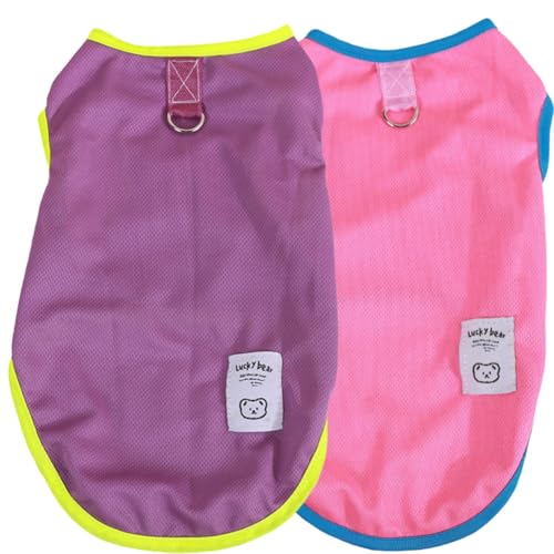 Tangpan Hunde-Shirts, weich, atmungsaktiv, solide, mit Leinen-Ring, Tank-Top, Sommer-Hunde-T-Shirts, ärmellos, Hundeweste für kleine Hunde, B# XL, 2 Stück von Tangpan