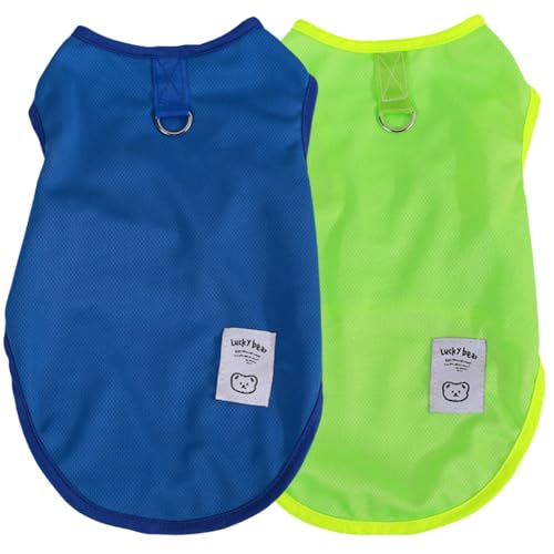 Tangpan Hunde-Shirts, weich, atmungsaktiv, solide, mit Leinen-Ring, Tanktop, Sommer-Hunde-T-Shirts, ärmellos, Hundeweste für kleine Hunde, Größe A# XL, 2 Stück von Tangpan