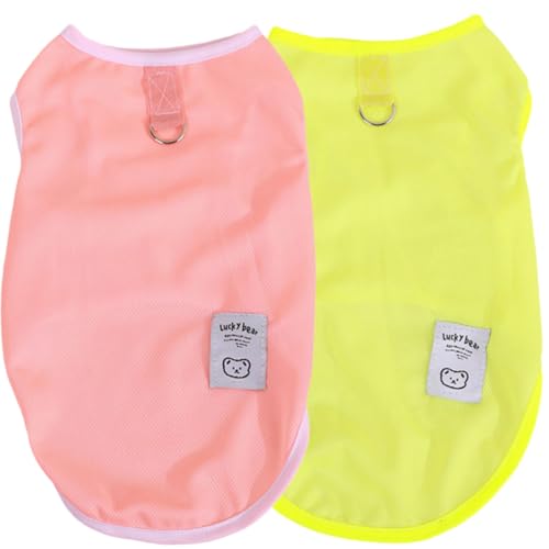Tangpan Hunde-Shirts, weich, atmungsaktiv, solide, mit Leinen-Ring, Tanktop, Sommer-Hunde-T-Shirts, ärmellos, Hundeweste für kleine Hunde, Größe C # XL, 2 Stück von Tangpan