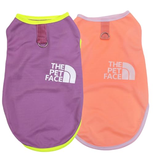 Tangpan Hunde-Shirts, weich, atmungsaktiv, solide, mit Leinen-Ring, Tanktop, Sommer-Hunde-T-Shirts, ärmellos, Hundeweste für kleine Hunde, Größe M, 2 Stück von Tangpan