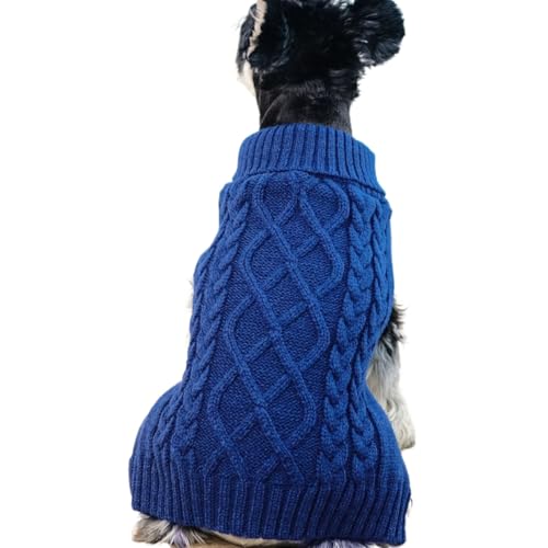 Tangpan Klassischer Rollkragenpullover für Haustiere, Welpen, warme Kleidung (Dunkelblau, Größe L) von Tangpan