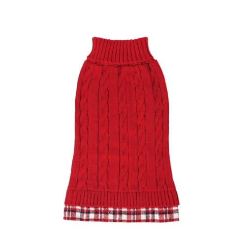 Tangpan Klassischer Rollkragenpullover mit Loch für die Leine, kariert, warme Kleidung, Welpenkleidung, Katzen-Outfit (Rot, Größe M Tangpan Klassischer Rollkragenpullover mit Loch für die Leine, kariert, warme Kleidung, Welpenkleidung, Katzen-Outfit (Rot, Größe M von Tangpan