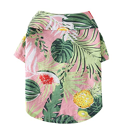 Tangpan Sommer-Haustier-Shirt, Gänseblümchen, Hawaiianischer Strand, kariert, für Hunde, S07, Pink, M von Tangpan