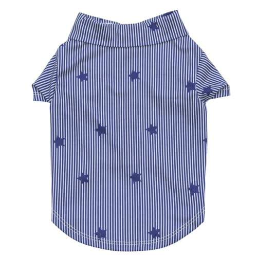 Tangpan Stipes Haustier-Shirt, tropischer Druck, für Welpen, Sommer, Hawaii, Strand, Polo-Shirt, Kleidung (Dunkelblau, Größe L) von Tangpan