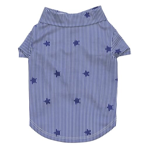 Tangpan Stipes Haustier-Shirt, tropischer Druck, für Welpen, Sommer, Hawaii, Strand, Polo-Shirt, Kleidung (Dunkelblau, Größe S) von Tangpan
