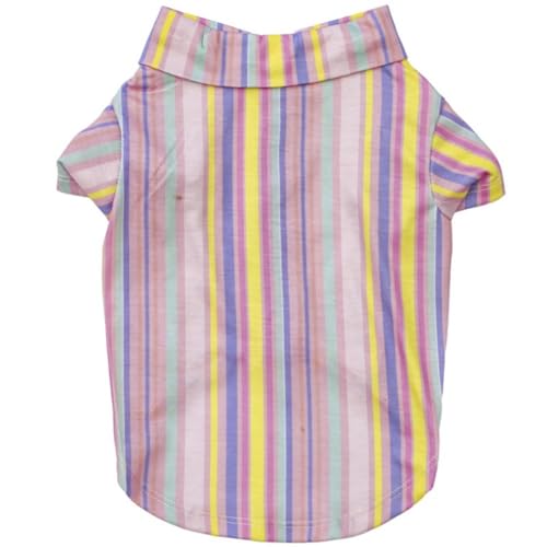 Tangpan Stipes Haustier-Shirt, tropischer Druck, für Welpen, Sommer, Hawaii, Strand, Polo-Shirt, Kleidung (Rosa, Größe XL) von Tangpan