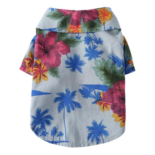 Tangpan Summer Pet Daisy Hawaii-Strand-Shirt, Karomuster, Kleidung für Hunde, Y-Blau, Größe XS von Tangpan