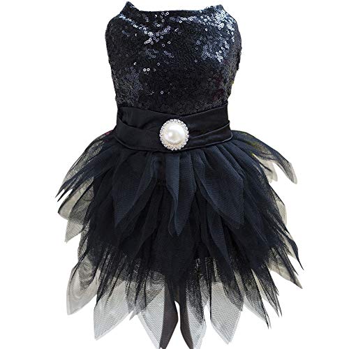 Tangpan l Beam Taille Weihnachten Haustier Kostüm Hund Tanzrock Satin Camp Party Kleid (schwarz, L) von Tangpan