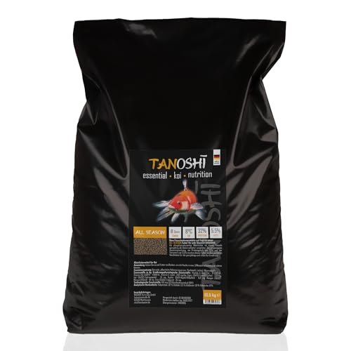 Tanoshi Koifutter - All Season 13,5 kg (3mm) | Schwimmendes Ganzjahres Allein-Koifutter für ausgewogene Koi-Ernährung mit Lachsöl von Tanoshi