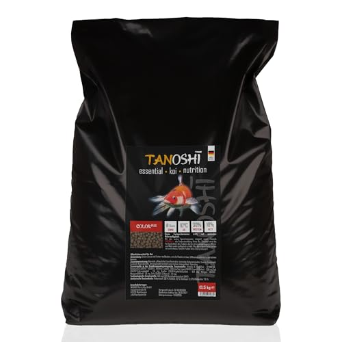 Tanoshi Koifutter - Color Plus 13,5 kg 3-6mm | Schwimmendes Allein-Koifutter für Intensive Farbentwicklung mit Spirulina (6mm) von Tanoshi