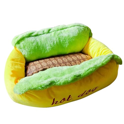 Hundebett, mittelgroß, in Form eines Hot-Dogs, waschbar, flauschig, Kissen mit Reißverschluss, rutschfest, Hundebett, für mittelgroße Hunde und Katzen Hundebett, mittelgroß, in Form eines Hot-Dogs, waschbar, flauschig, Kissen mit Reißverschluss, rutschfest, Hundebett, für mittelgroße Hunde und Katzen von Tanxemery