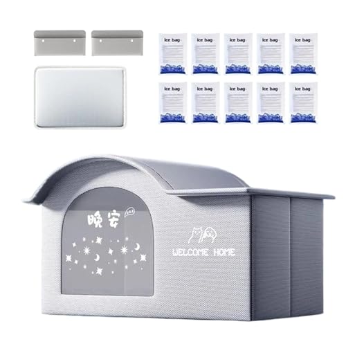 Katzenhaus mit Klimaanlage, kühlender Unterschlupf für Katzen, Höhle, wasserdicht, für Tiere mit Eispackungen für Dodo im Freien von Tanxemery